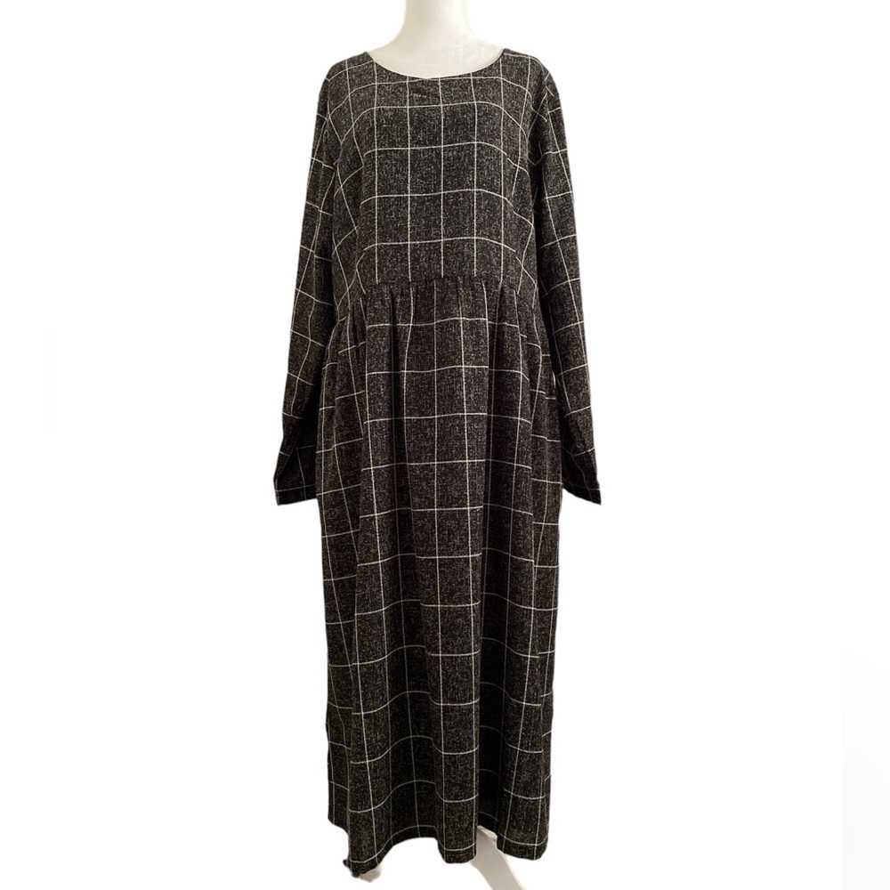 Roolee prairie windowpane black and white dress